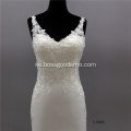 Sexig lyxig högkvalitativ elfenben Sequined Lace Applicants Tunga pärlstavare Bröllopsklänning Lyxig